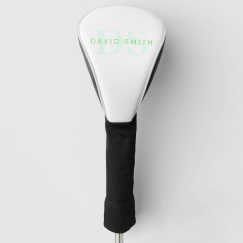 Modern Name  Monogram  Green  White Golf Head Cover