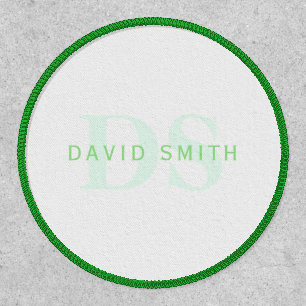 Modern Name & Monogram   Green & White Patch
