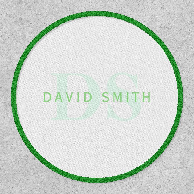 Modern Name & Monogram | Green & White Patch (Front)