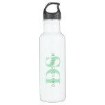 Modern Name &amp; Monogram | Green &amp; White Stainless Steel Water Bottle