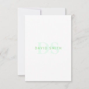 Modern Name & Monogram   Green & White Thank You Card