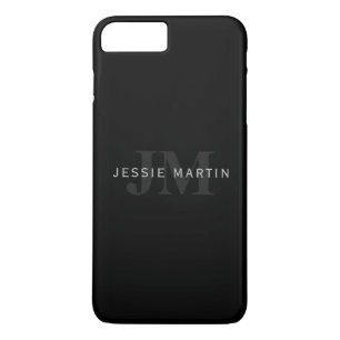 Modern Name & Monogram Grey & Black iPhone 8 Plus/7 Plus Case