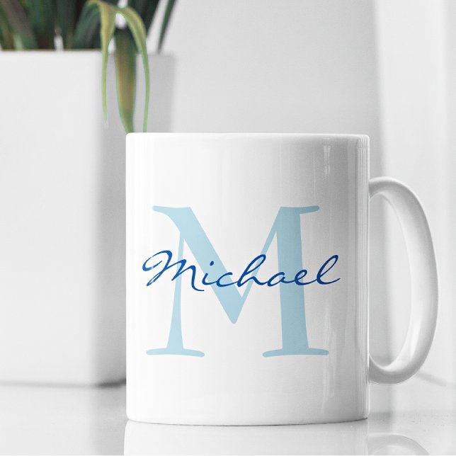 Modern Name & Monogram Initial Classic Coffee Mug (Creator Uploaded)