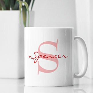 Modern Name & Monogram Initial Classic Coffee Mug