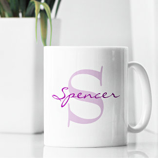 Modern Name & Monogram Initial Classic Coffee Mug