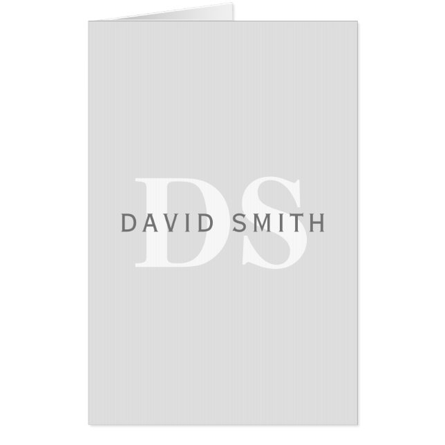 Modern Name & Monogram | Light & Dark Grey White Card (Front)