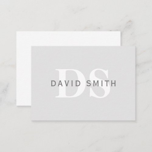 Modern Name  Monogram  Light  Dark Grey White Note Card