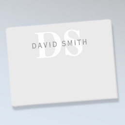 Modern Name &amp; Monogram | Light &amp; Dark Grey White Post-it Notes