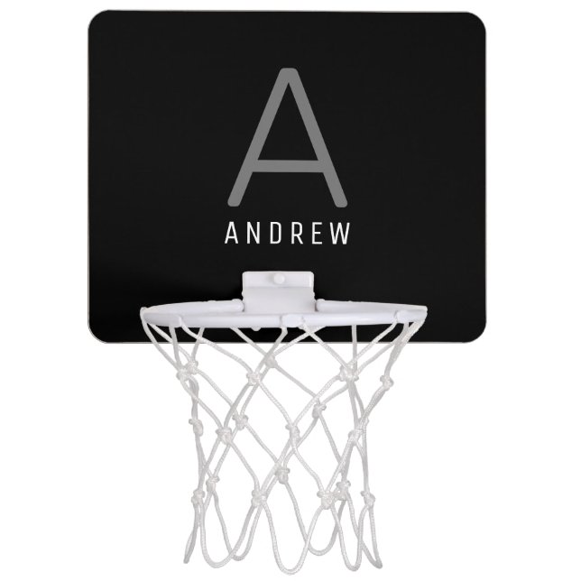 Modern Name Monogram Personalized Mini Basketball Hoop (Front)