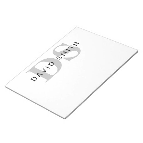 Modern Name  Monogram  White Black  Grey Notepad