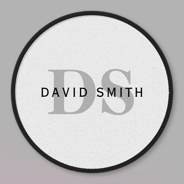 Modern Name & Monogram | White Black & Grey Patch (Creator Uploaded)