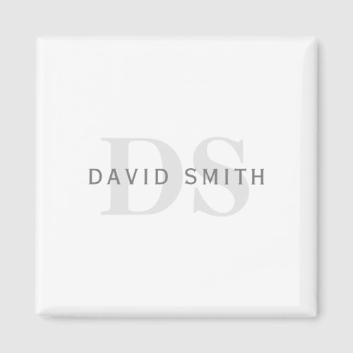 Modern Name  Monogram  White Light  Dark Grey Magnet