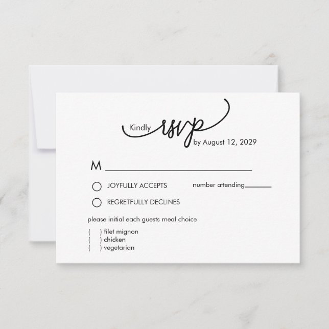 Modern Name Monogram with Leaf Scripted  RSVP Card (Front)