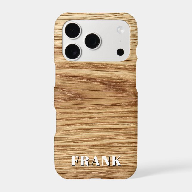 Modern Name Oak Wood Photo Case-Mate iPhone Case (Back)