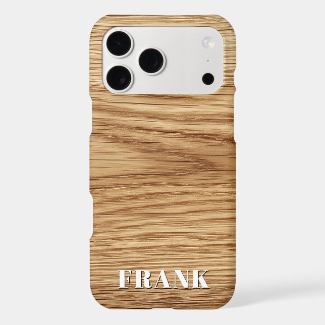 Modern Name Oak Wood Photo Case-Mate iPhone Case (Back)