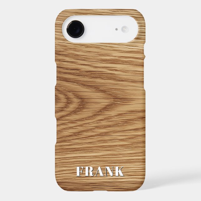 Modern Name Oak Wood Photo Case-Mate iPhone Case (Back)
