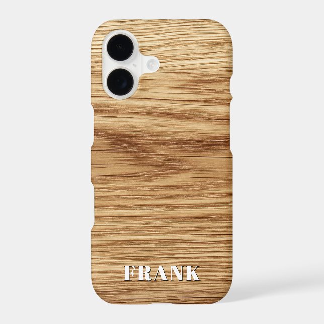 Modern Name Oak Wood Photo Case-Mate iPhone Case (Back)