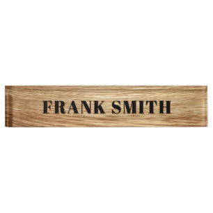 Modern Name Oak Wood Photo Desk Name Plate