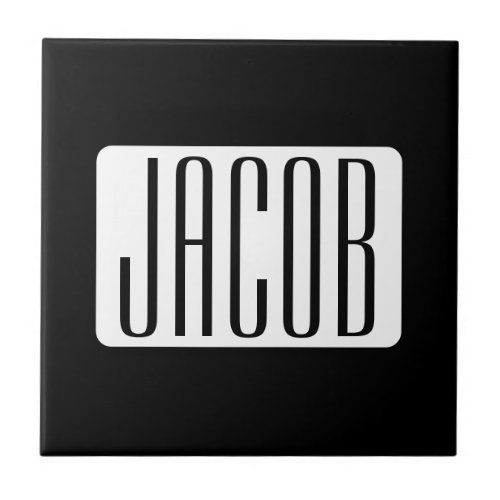 Modern Name or Editable Brand Name for Business  Ceramic Tile