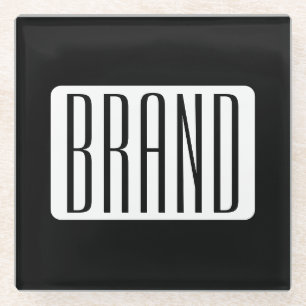 Modern Name or Editable Brand Name for Business Glass Coaster