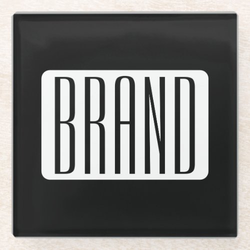 Modern Name or Editable Brand Name for Business  Glass Coaster