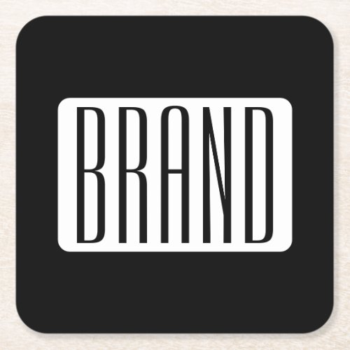 Modern Name or Editable Brand Name for Business  Square Paper Coaster