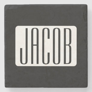 Modern Name or Editable Brand Name for Business Stone Coaster
