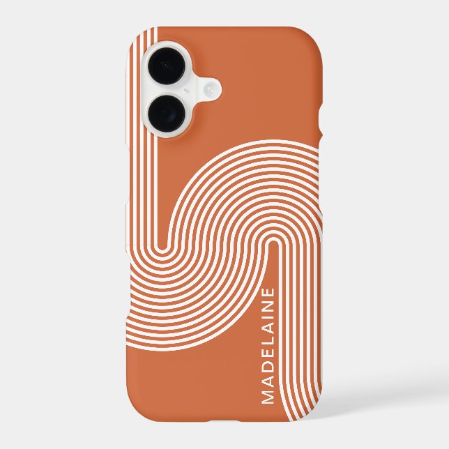 Modern Name Orange Boho Stripes  Case-Mate iPhone Case (Back)