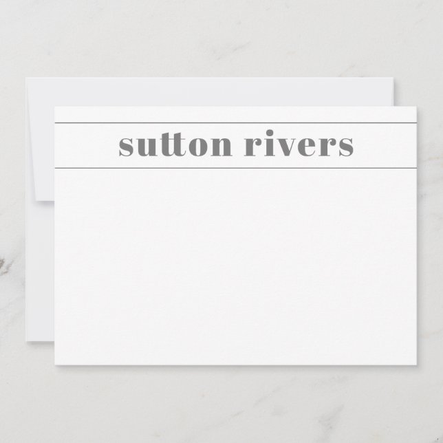 Modern name personalized stationery note card (Front)
