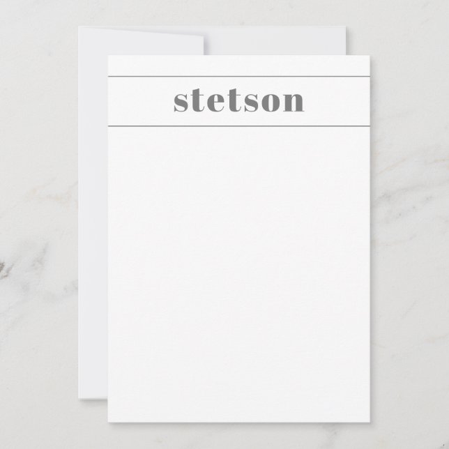 Modern name personalized stationery note card (Front)