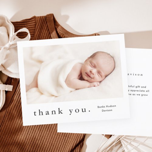 Modern Name Photo Baby Thank You Card