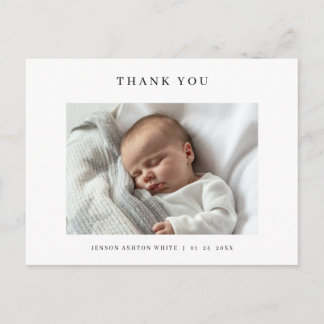 Modern Name Photo Baby Thank You Card
