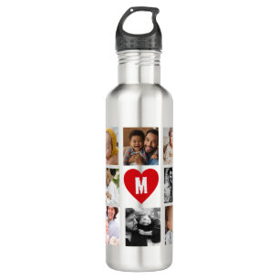 Modern NAME Photo Collage Stainless Steel Water Bottle