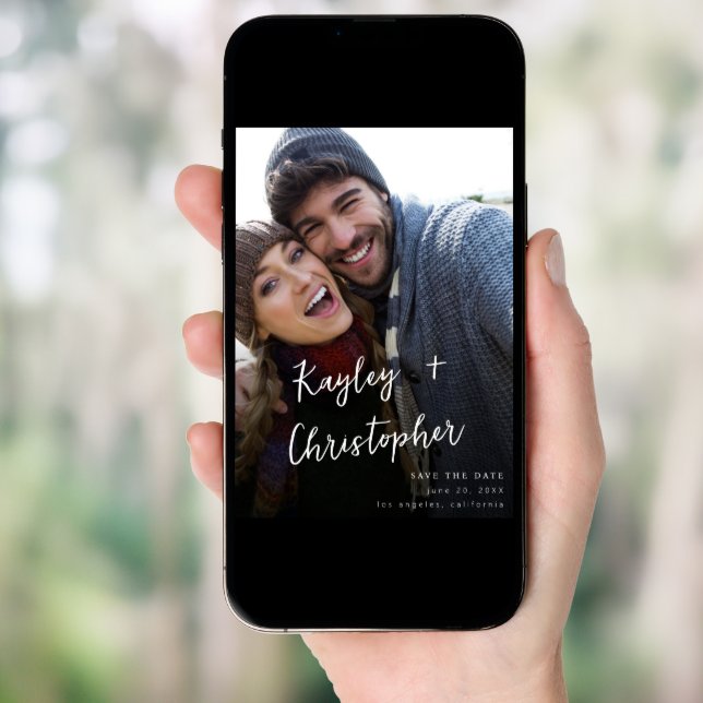 Modern Name Photo Vertical Chic Save the Date Invitation (Front Digital)