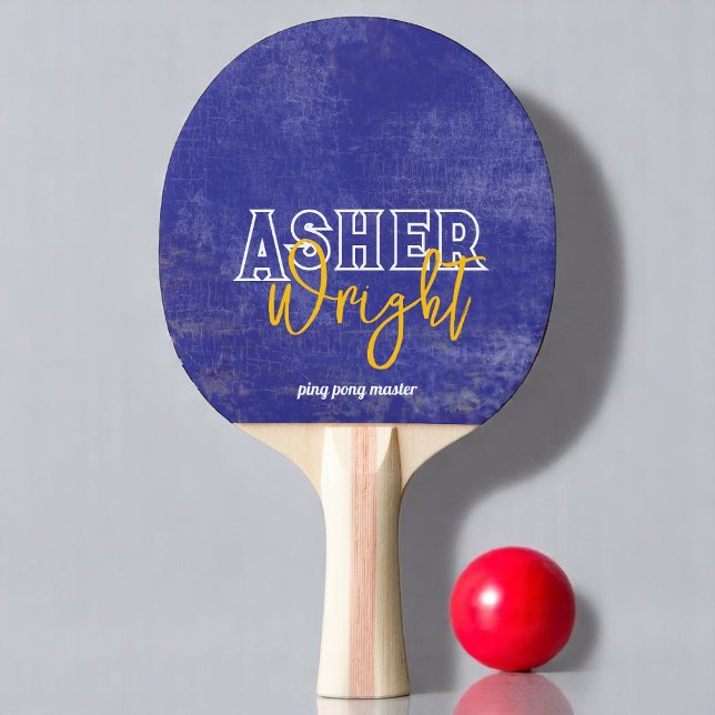 Modern Name 'ping pong master' aged blue Ping Pong Paddle (Creator Uploaded)