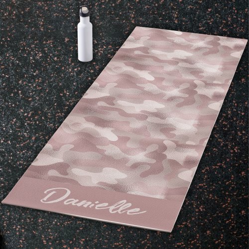 Modern Name Pink Shimmer Camouflage Pattern Yoga Mat