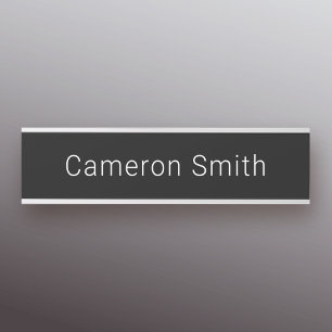 Modern name plain black door sign