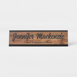 Modern Name Plate Wood Grain Rustic Desk Sign