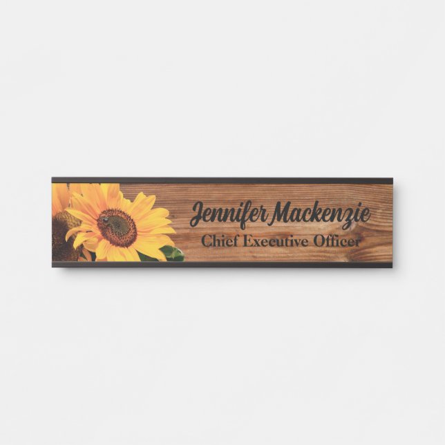 Modern Name Plate Wood Grain Rustic Door Sign (Front)