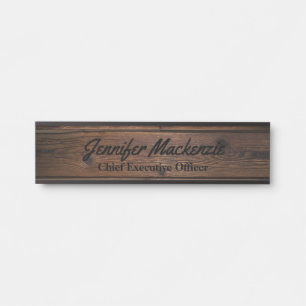 Modern Name Plate Wood Grain Rustic Door Sign