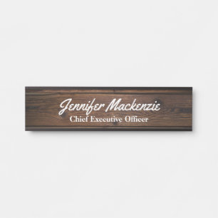 Modern Name Plate Wood Grain Rustic Door Sign
