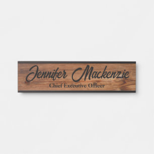 Modern Name Plate Wood Grain Rustic Door Sign