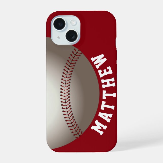 Modern Name Red Baseball Iphone Case (Back)