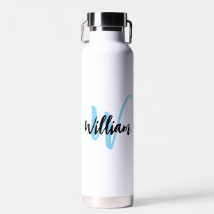 Modern Name Script & Initial Customized Monogram Water Bottle