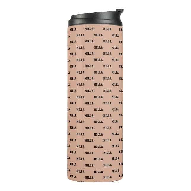 Modern Name Simple & Stylish Pattern Dusty Rose Thermal Tumbler (Rotated Left)