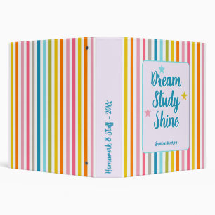 Modern name stripes funny quote colorful 3 ring binder