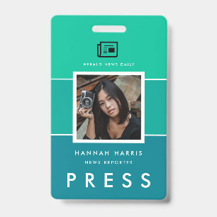 Modern name tag and photo press badge