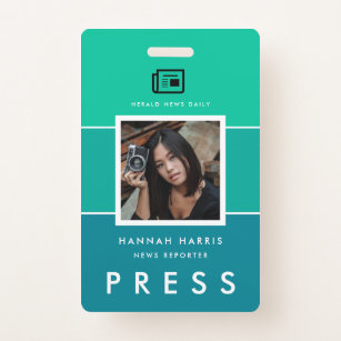 Modern name tag and photo press badge