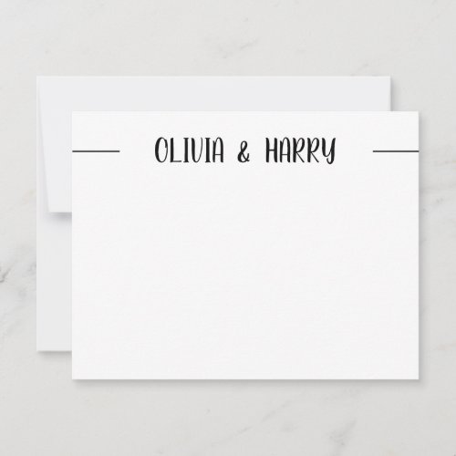 Modern Names Black White Note Card