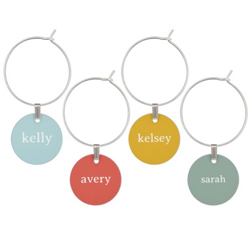 Modern Names Customizable Text Wine Charm